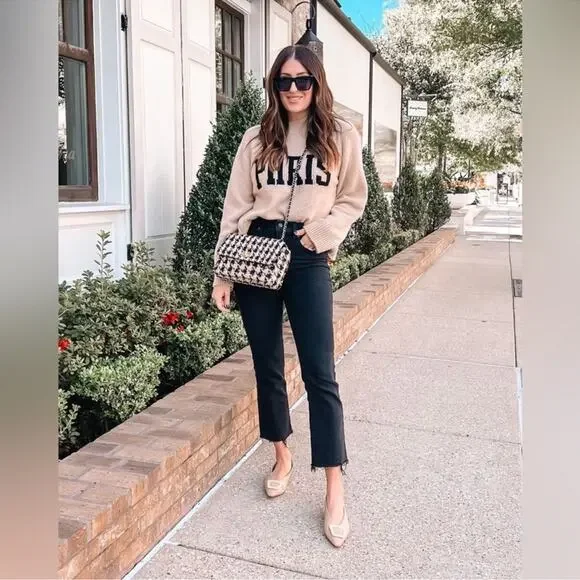 ANINE BING Kendrick Wool/Cashmere Blend University Paris Sweater in Light Camel - Picture 4 of 12